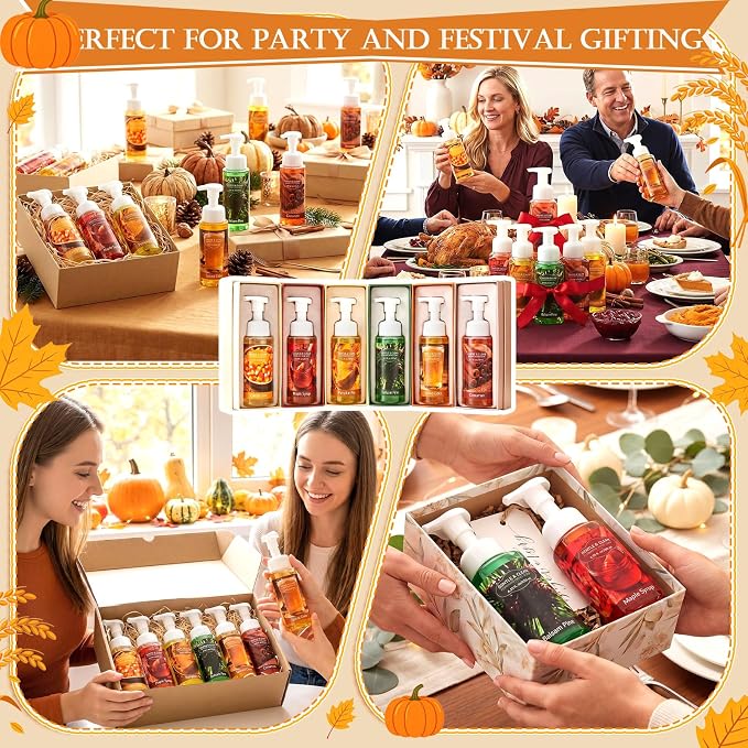6 Pack Autumn Foaming Hand Soap with Pump Care Moisturizing Liquid Fall Scented Foam Hand Wash Party Favor for Seasonal Home Decor and Gifting 8.75 Fl. oz