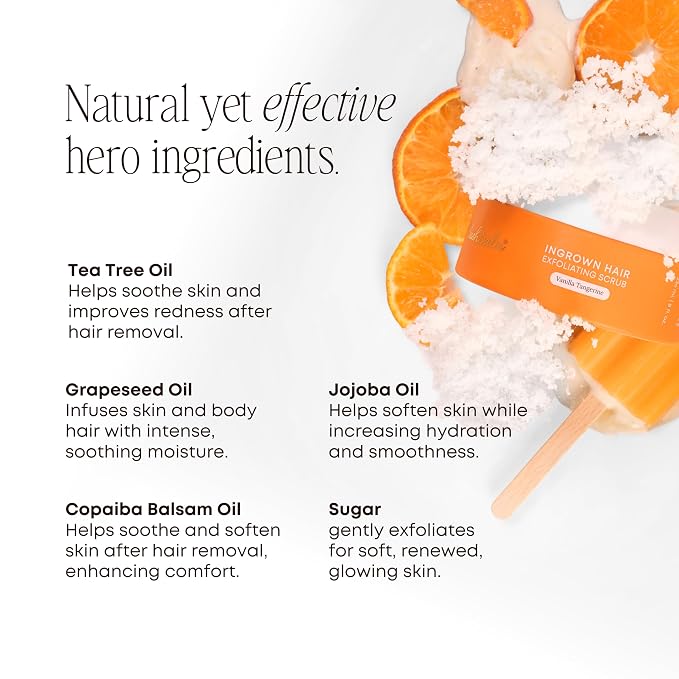 Bushbalm Shaving and Ingrown Hair 3 Step Routine – Reduce Razor Bumps & Hydrate – Shave Jelly, Ingrown Hair Oil and Exfoliating Scrub – Vanilla Tangerine
