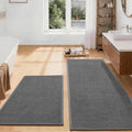 YIHOUSE Long Large Bathroom Rugs Sets 2 Piece, Quick Dry Thin Bath Mat, Non Slip Absorbent Machine Washable, Bath Runner Rug for Tub Sink Home Decor (24"x36" + 24"x59",Dark Gray)
