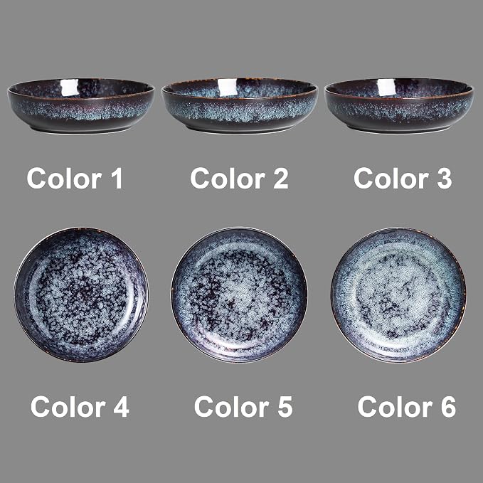 30oz Ceramic bowls set of 4-8" serving bowls for Kitchen,Pasta,Salad-Dishwasher & Microwave Safe Perfect for Housewarming, Thanksgiving, Christmas-Speckled Bluish Purple