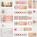 Vtopmart 25 PCS Plastic Drawer Organizers Set, 4-Size Versatile Bathroom and Vanity Drawer Organizer Trays, Storage Bins for Makeup, Bedroom, Kitchen Gadgets Utensils and Office