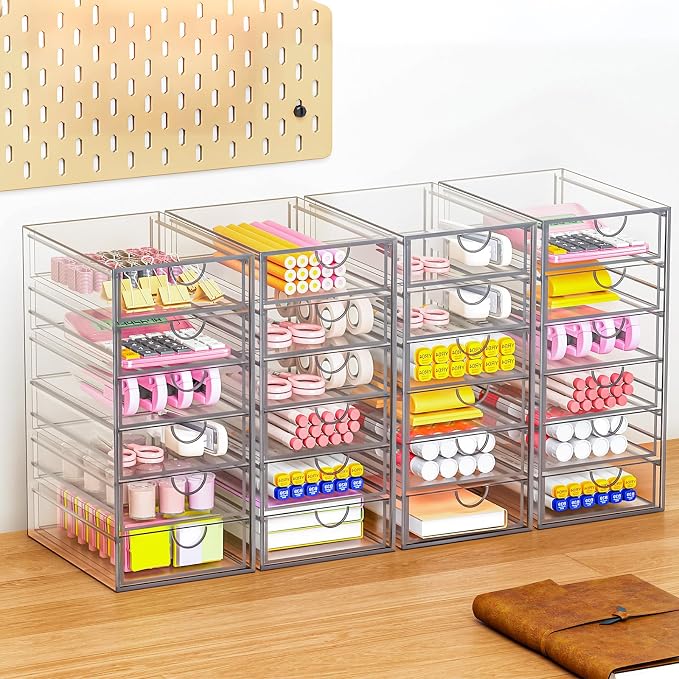 Acrylic Makeup Organizer with 19 Drawers,Storage Drawer Organizer | Bathroom Organizers and Storage for Palettes, Cosmetic, and Beauty Supplies, Desk Organization