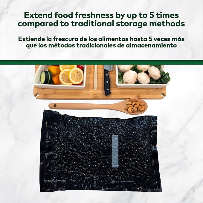 Vacuum Seal Bags 11" x 24" (50 Count) 5.5 Mil (Black & Black) Precut BPA Free Heavy-Duty Commercial Grade Sealer Bags for Sous Vide, Meal Prep, Freezer Storage & Food Preservation