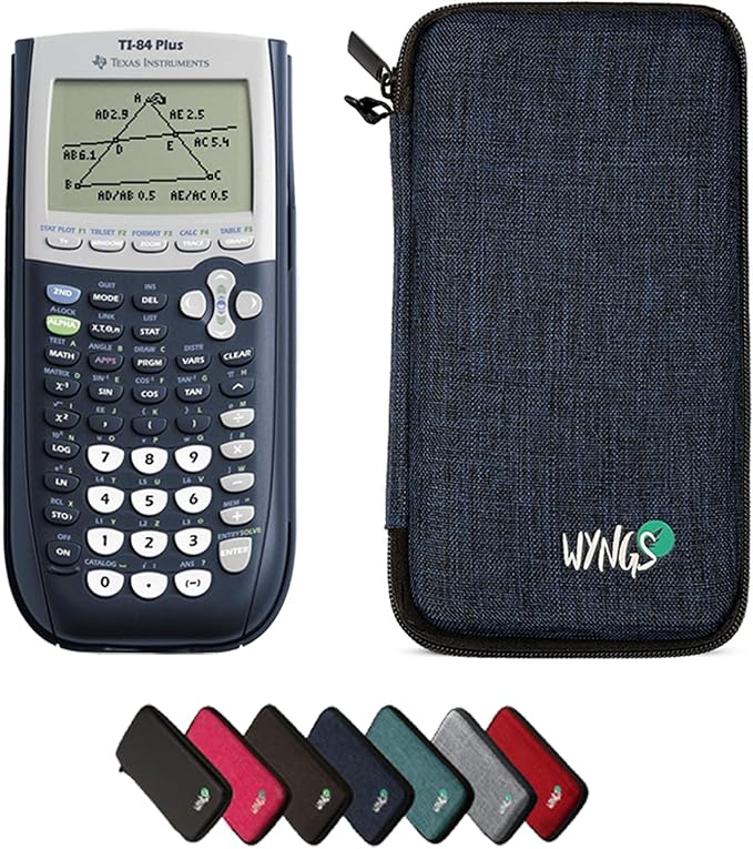Texas Instruments TI-84 Plus Graphing Calculator with WYNGS Protective Case Blue