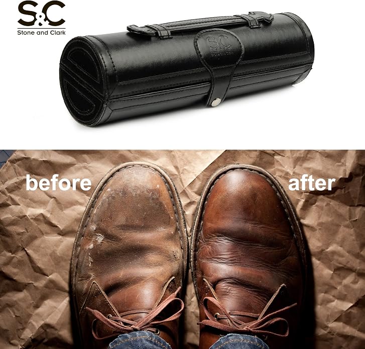 Stone and Clark Leather Shoe Shine Kit - 13 PCS Shoe Polish Kit for Complete Leather Boot Care, Compact & Travel Friendly