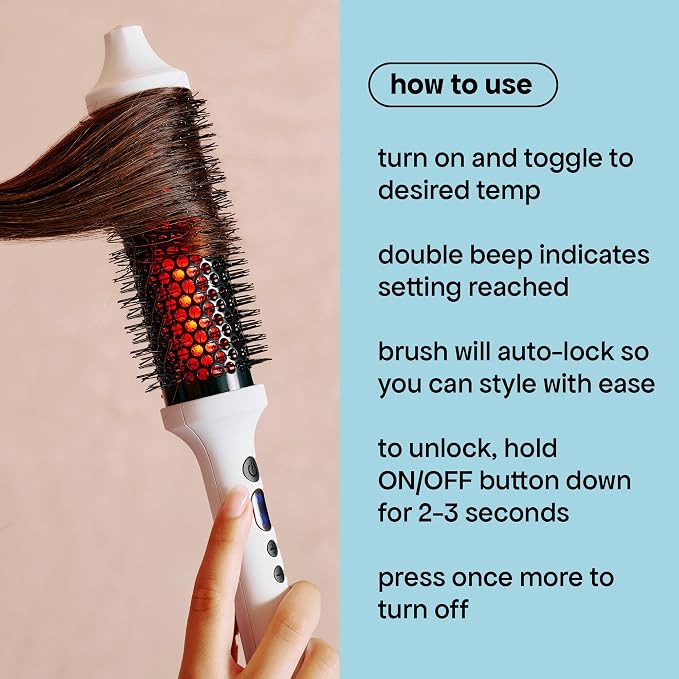 BONDIBOOST Infrared Long Barrel Thermal Brush, Heated Thermal Round Brush for Longer & Thicker Hair Types, Dry Styling for Instant Volume, Less Hair Breakage + Minimizes Snags, Frizz-Free