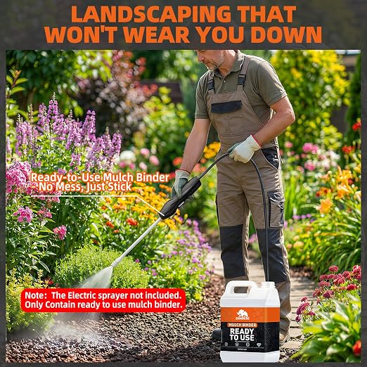 Mulch Binder -2 Gallon Ready to Use Rock Glue for Landscaping, Fast-Dry No Dilution Landscape Rock Glue, Gravel Stabilizer, Intertek Test Pea Gravel Glue, Pet Safe for Garden Bed, Patio, Yard