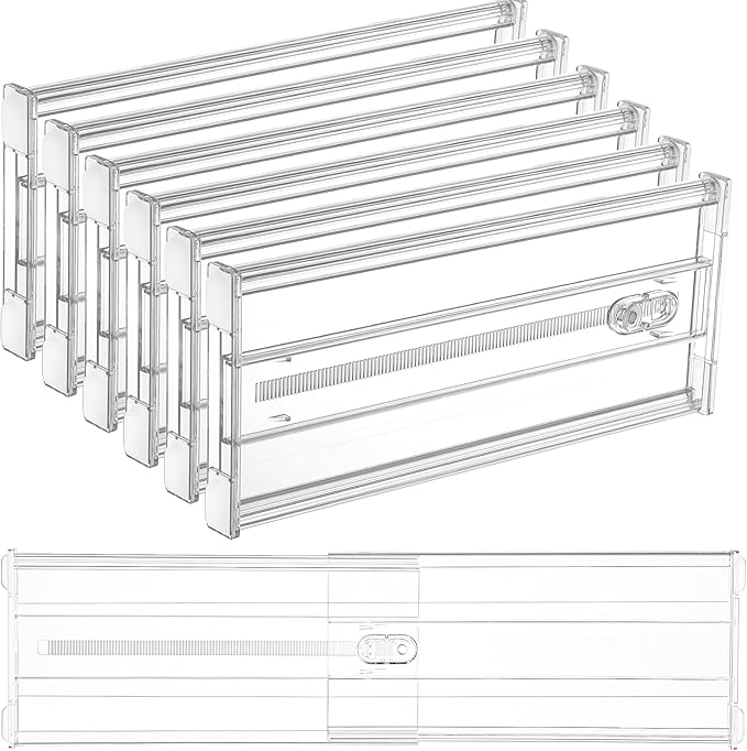 Vtopmart 6 Pack 6" Tall Upgrade Drawer Dividers for Big and Deep Drawer, 12.8"-22.3" Adjustable Expandable Dresser Drawer Organizer, Clear Plastic Separators for Dresser, Baby Supplies, Kitchenware