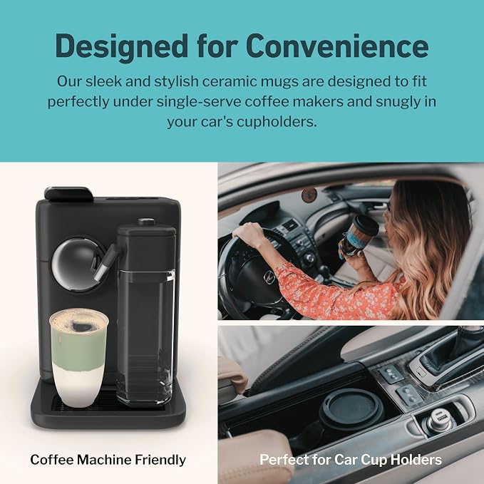 NOVA CERAMICS Travel Mug - Ceramic To Go Coffee Mug With Lid – Travel Mug Ceramic To Go Cup – Microwave & Dishwasher Safe Ceramic Coffee Mug With Lid - Gifts For Women Men Him Her – 12oz – Sage Green