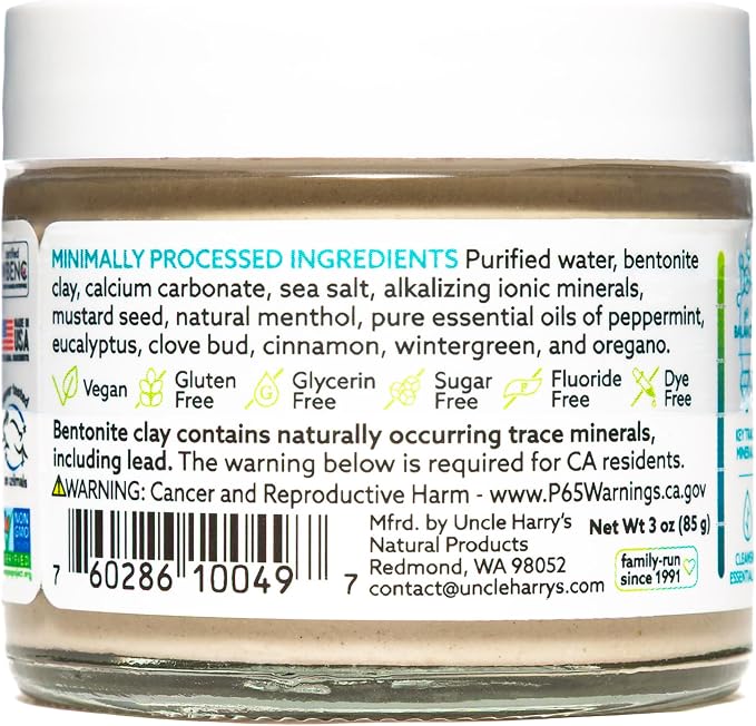 Uncle Harry's Spearmint Remineralizing Toothpaste | Natural Whitening Tooth Paste Freshens Breath & Promotes Enamel | Vegan Fluoride Free Toothpaste Pack of 4