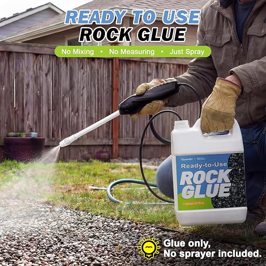 Teexpert 128oz Ready-to-Use Rock Glue for Landcasping, Clear Landscape Adhesive to Hold Pea Gravel, Pebbles and Small Stones in Place, Outdoor Gravel Glue for Pathways, Garden Bed