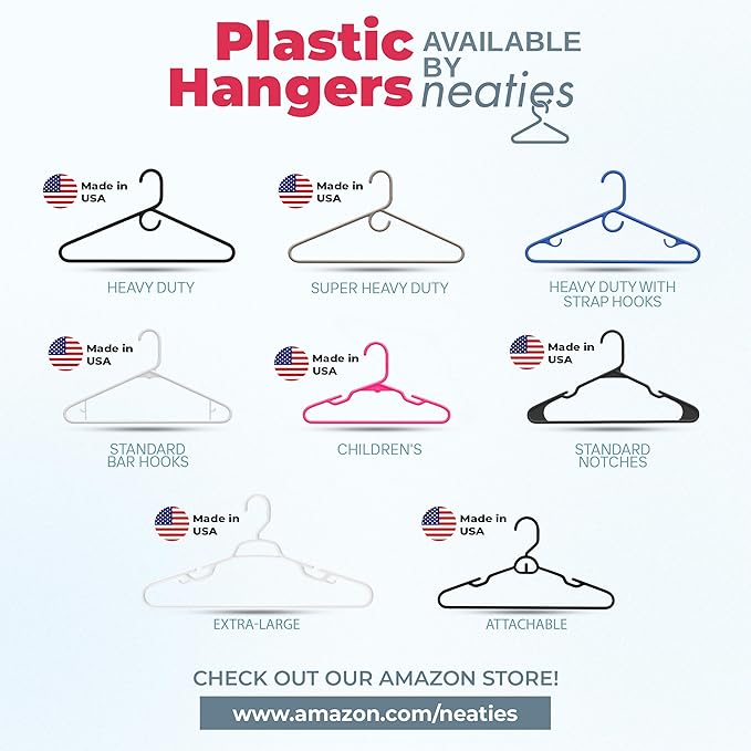 Heavy Duty Clothes Hangers 18 Pack – Made in the USA – 8lb Capacity Plastic Hangers for Adult Clothing – Durable for Pants, Coats, Jackets, or Jeans – White