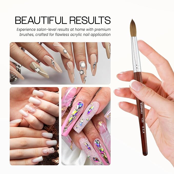 pana USA Acrylic Nail Brush100% Pure Kolinsky Hair Mahogany Wood Handle with Silver Ferrule Round Shaped Style (Size # 12, Mahogany)