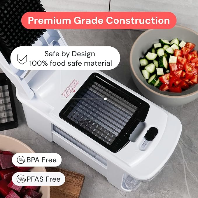 Fullstar XL Vegetable Chopper & Mandoline Slicer – Vegetable, Onion, Potato, Food, Veggie & Fruit Slicer, Dicer & Spiralizer with Pull-Out Catch Tray, Kitchen Gadgets & Gifts (8 in 1, Black/White)
