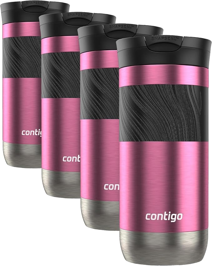 Contigo Byron 2.0 Travel Mug 16 oz Azalea,(Pack of 4)