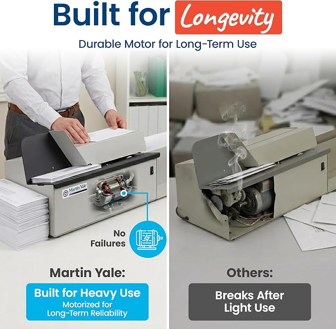 Martin Yale 62001 Deluxe High-Speed Letter Opener, Gray, Up To 17,500 Envelopes per Hour, Accepts a 6" Tall Stack of Envelopes, 500,000 per Month Capacity