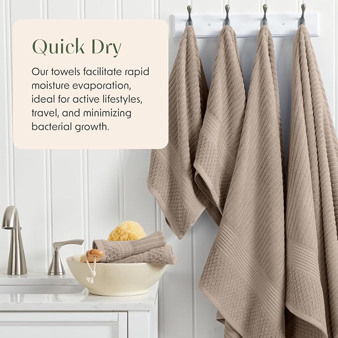 Springtree Home 100% Cotton Bath Towel Set | 6-Piece Set | Textured | Cobblestone