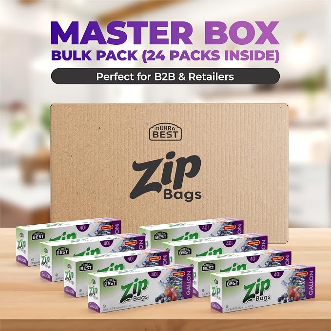 1 Gallon Storage Zip Bags - 960 Count | Extra Large, Resealable, Leak-Proof & Freezer Safe Food Storage Bags with Double Zip Lock | Durable, BPA-Free, Multi-Purpose | DURRA BEST