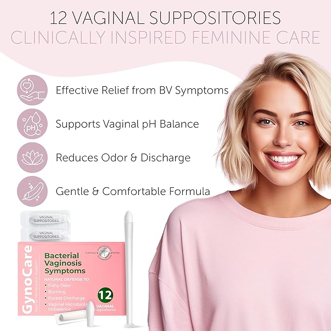 Bacterial Vaginosis Treatment For Women | Boric Acid Suppositories For Women | Natural Homeopathic for Odor, Itching, Discharge, BV, and Vaginal Microbiota Imbalance | 12 Vaginal Suppositories