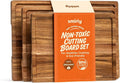SMIRLY Acacia Wood Cutting Board - 3 Pack Cutting Boards for Kitchen | Non Toxic Acacia Cutting Board with Juice Grooves and Handles, Multiple Sizes Chopping Board for Meal Prep & Charcuterie