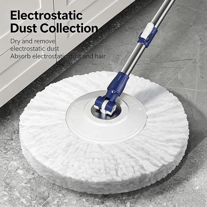 Spin Mop and Bucket Set - 360 Degree Microfiber Mop with Hands Free Wringer System, Multi Surface Floor Cleaning Mop for Hardwood, Tile, and Vinyl Floors