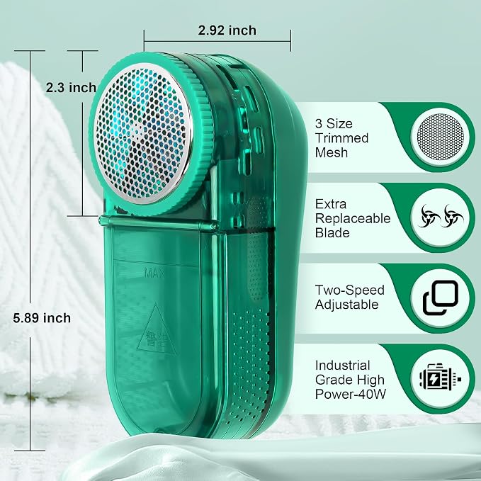 Pill Remover Fabric Shaver for Clothes-40W Power Electric Lint Remover, Industrial Sweater Pill Remover, Speed of 13000 RPM for Dry Cleaners/Clothes/Furniture/Bedding(No Charging Required)