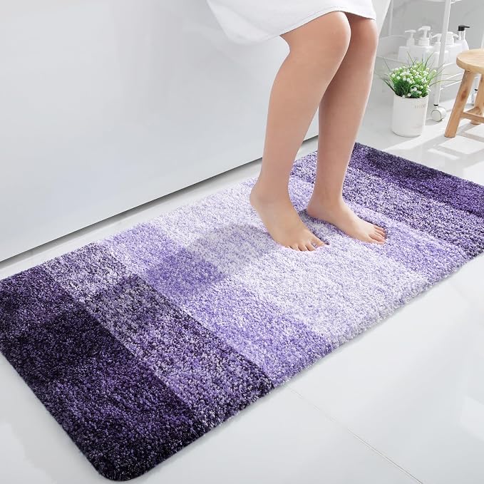 OLANLY Bathroom Runner Rugs Mat 44x24, Extra Soft Absorbent Microfiber Bath Rugs, Rubber Backing, Quick Dry, Washable Long Bath Mats for Bathroom Floor, Tub and Shower, Home Decor Accessories, Violet