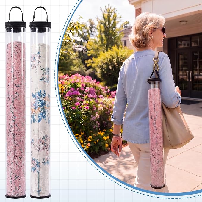 6 Pcs 33.5" Long Mahjong Mat Bag, Mahjong Storage Holder with Top Zipper Closure, Portable Lightweight Outdoor Carrying Bag for Board Games Travel Storage Yoga Mats (Black)