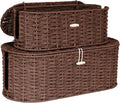 Set of 2 Cable Management Box, Handwoven Paper Rope Cord Hider Organizer Boxes with 3 Side Open Slots, Cable Organizer Box to Hide Cords Power Strip, USB Hub, TV Wires for Home, Office,Brown