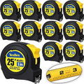10 Pack Bulk Tape Measure 25 FT with Fractions 1/8, Easy Read Retractable Measuring Tape, Great for House Construction and Carpenter