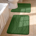 YIHOUSE Bathroom Rugs Set 2 Piece, Memory Foam Bath Mat Green | U Shaped+Small Mat, Ultra Soft, Absorbent, Non-Slip, Machine Washable, for Bathroom, Sink and Toilet