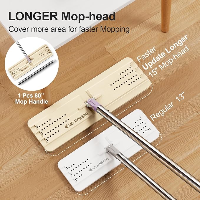 JOYMOOP Mop and Bucket Set with Extension Handle, Ideal for Household and Commercial Cleaning – Includes 5 Washable Microfiber Pads for Wet and Dry Use, Perfect for Floors, Windows, and Walls