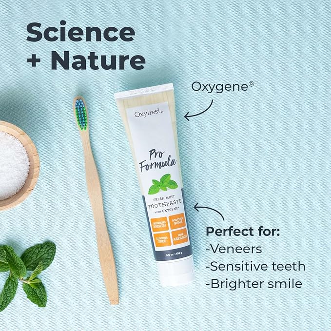 Oxyfresh Pro Formula Fresh Mint Toothpaste – Sensitive Teeth & No Flouride | Gentle Low Abrasion – Cosmetic Fluoride Free Formula – Perfect for Sensitive Teeth and Gums with Natural Mint Essential Oil