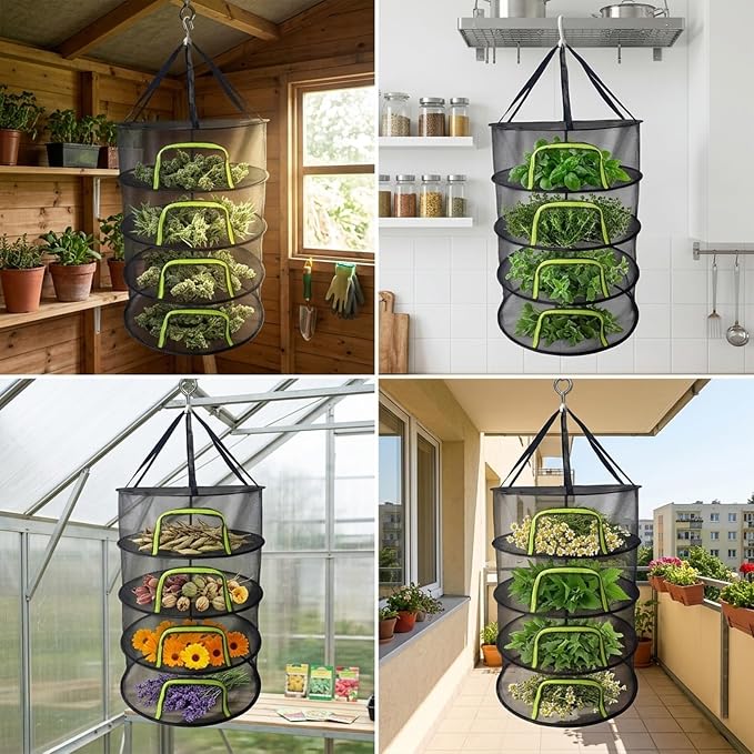 Large Capacity Foldable Fabric Drying Rack for Food Storage and Laundry Reinforced Frame Sunlight Security Easy Install Drying Net