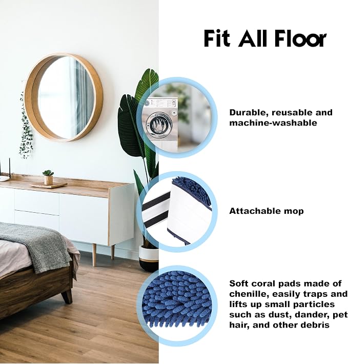 24 Inch Microfiber Chenille Coral Washable Flat Mop Pad Refills(Pack of 6)