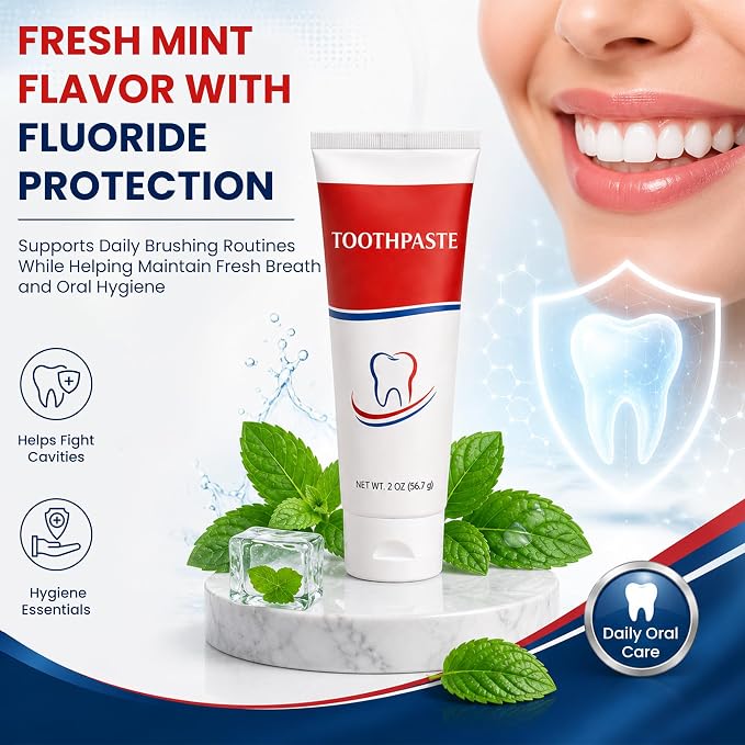 YACHT & SMITH 100 Pack Bulk Toothpaste Tubes, 2 oz Fluoride Mint Toothpaste, Wholesale Travel Size Oral Care Supplies