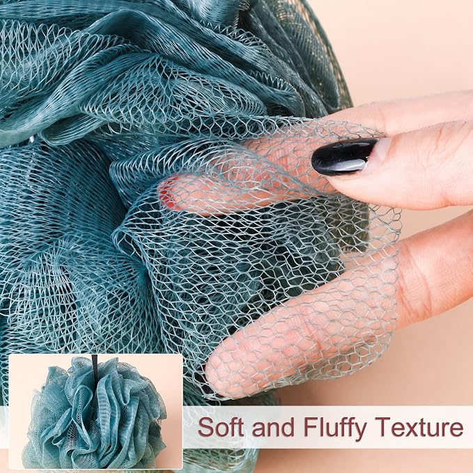 Shellwei 48 Pack Bath Sponge Shower Loofahs Bulk Pack 50g Soft Net Body Scrubber Shower Pouf Sponge Ball Body Exfoliating Bath Scrunchies for Men and Women