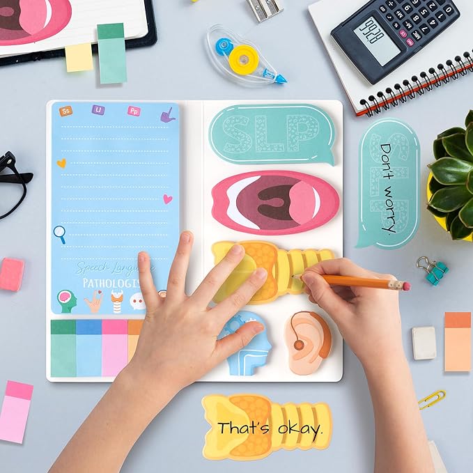 Xqumoi 2 Pack Speech Language Pathologist Sticky Note School Office Supply | Speech Language Pathologist Sticky Note, Speech Language Pathologist Appreciation Christmas Gift, Back to School Supply