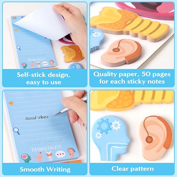 Xqumoi 2 Pack Speech Language Pathologist Sticky Note School Office Supply | Speech Language Pathologist Sticky Note, Speech Language Pathologist Appreciation Christmas Gift, Back to School Supply