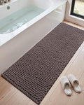 DEXI Bathroom Runner Rugs 60x24, Non Slip Washable Long Bath Mat, Luxury Chenille Super Absorbent Ultra Thick Bathmats for Shower Floor, Plush Fluffy Shaggy Carpet for Tub, Purplish Grey