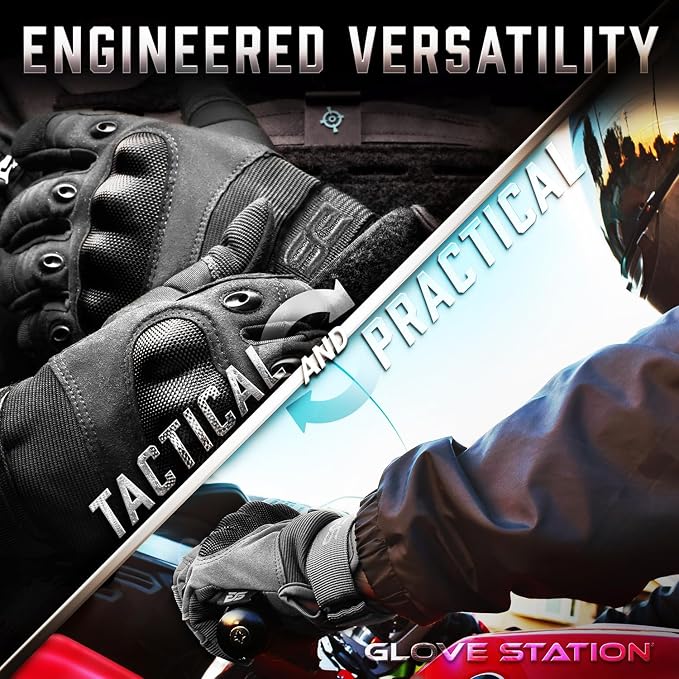 Glove Station Hard Knuckle Utility Gloves, Touchscreen, THKFF, Gray, Small | TPR Impact Shield, Touchscreen Compatible - Motorcycle, Outdoor & Utility Use
