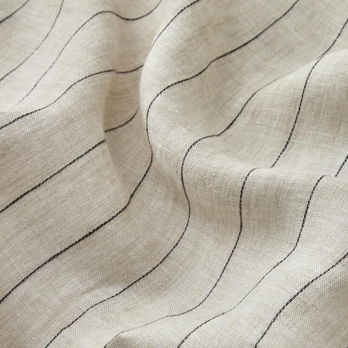 mixinni 3 Piece Striped Duvet Cover Set, Neutral Washed Cotton Linen Blend Bedding, Vintage Stripe Comforter Cover with 2 Pillowcases, Soft Breathable Farmhouse Bed Set for All Season-Queen Size