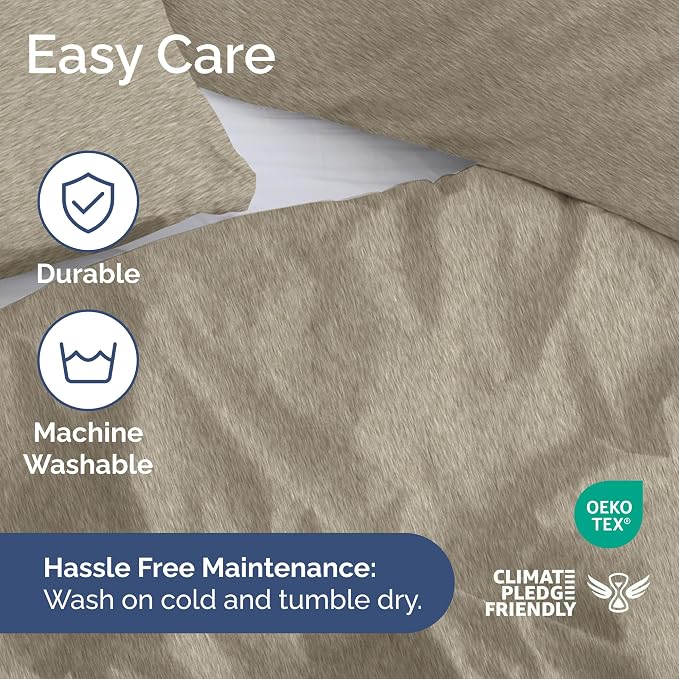 Duvet Cover Full Size Set - Extra Soft Full Duvet Cover 80" x 90" with 2 Pillow Shams for Women, Men, Kids & Teens - Hotel Luxury w/ Zipper Closures & Ties - Comfy, Cozy & Breathable (Heathered Beige)