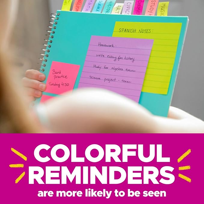 Post-it Notes Beachside Cafe Collection (4x6 in., 5 Pads, 660 Sheets) and Post-it Super Sticky Notes Bright Colors Collection (3x3 in., 24 Pads, 1680 Sheets)