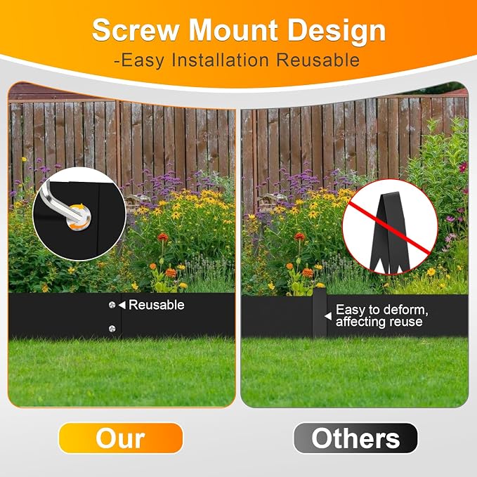 20ft. 40" L × 6" H Metal Landscape Edging, 6 Pack Garden Border | Steel Edging for Landscaping with Screws, Hammer-in Flexible Lawn Edging, No Dig Edging, Metal Edging for Pathway, Yard