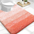 OLANLY Luxury Toilet Rugs U-Shaped 24x20, Extra Soft and Absorbent Microfiber Bathroom Rugs, Non-Slip Plush Shaggy Bath Mat, Machine Wash Dry, Contour Bathroom Mats for Toilet Base, Coral