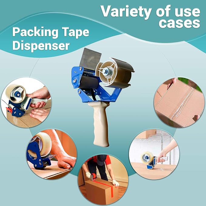 APQ Industrial Packing Tape Dispenser for 3" Tape. Side Loading Tape Gun. Heavy Duty Hand Tape Gun. Lightweight and Portable for Commercial Packaging, Shipping, Moving, Carton and Box Sealing.