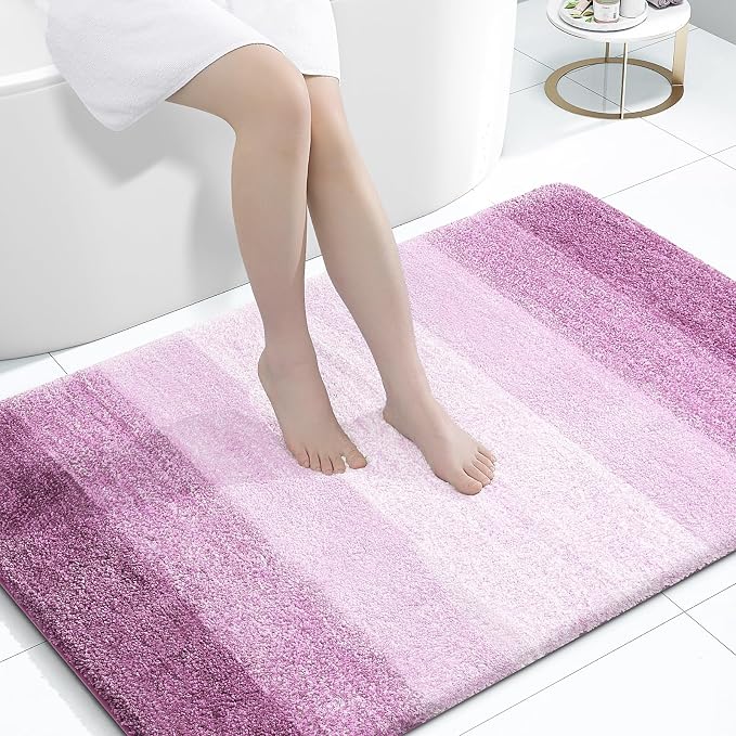 OLANLY Large Bathroom Rugs Mat 44x32, Extra Soft Absorbent Microfiber Bath Rugs, Rubber Backing, Quick Dry, Washable Bath Mat for Bathroom Floor, Tub and Shower, Home Decor Accessories, Pinkish-Purple