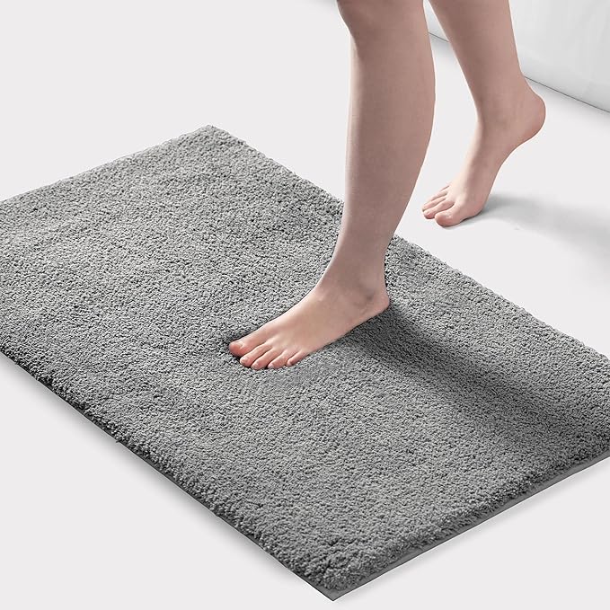 Madison Park Marshmallow Bathroom Rug Non Slip, Luxrurious Plush Bath Mat, Absorbent, Quick Dry, Spa Design Bath Room Décor, 24x40, Grey