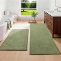 YIHOUSE Long Large Bathroom Rugs Sets 2 Piece, Quick Dry Thin Bath Mat, Non Slip Absorbent Machine Washable, Bath Runner Rug for Tub Sink Home Decor (24"x36" + 24"x59",Green)